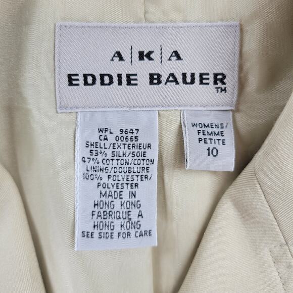 VTG AKA Eddie Bauer Silk Blend Jacket Womens 10 Cream Tan Lined Preppy Academia - Picture 2 of 14